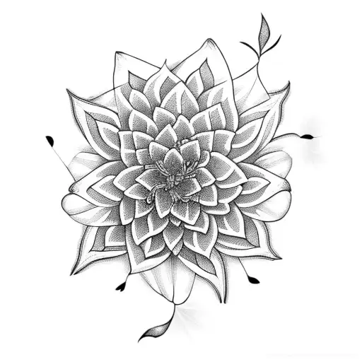 Lilly Of The Nile Intertwined With A Yellow Dandelion