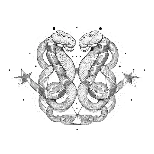 A Zodiac Sign Constellation Intertwined With A Snake