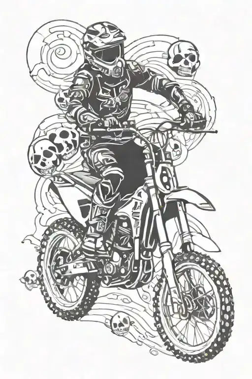 Incorporate A Motocross Bike Jumping Over A Line Of Skulls