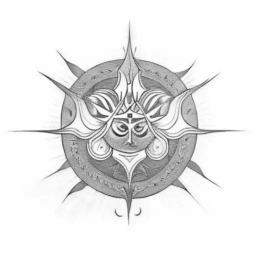 A Tattoo Design Featuring Slavic Patterns And A Faceless Sun God
