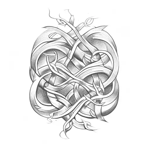 A Mystical Vine Intertwined With A Sketch-style Demon