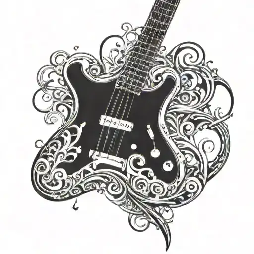 Incorporate A Guitar With Intricate Details And Heavy Metal Elements