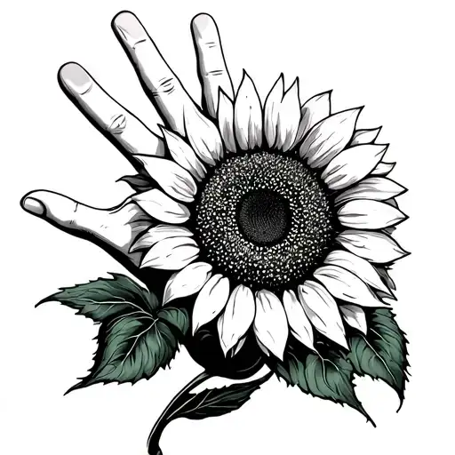 A Sunflower Blooming From A Hand Signing 'I Love You' In Sign Language