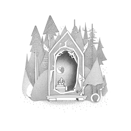 A Bookshelf With A Hidden Doorway Leading To A Magical Forest