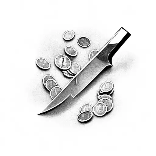 A Knife Stuck In A Pile Of Money