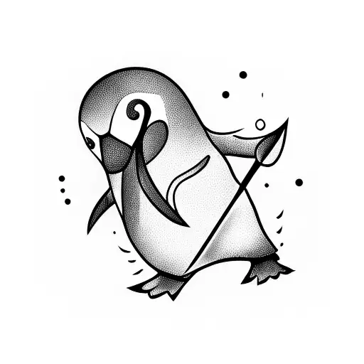 Penguin Holding A Dagger