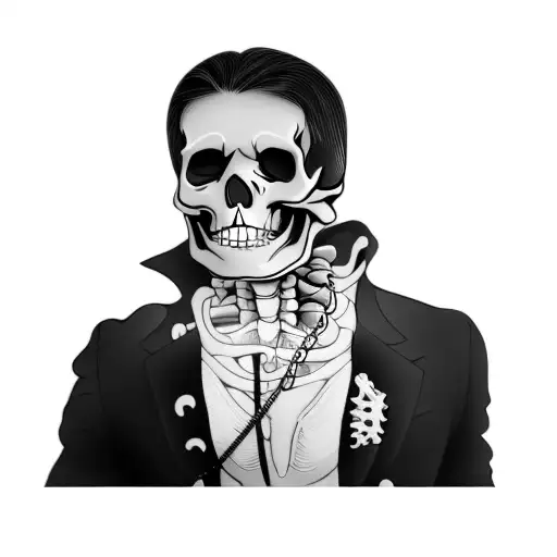 A Skeleton With A Chain Around His Neck