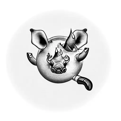 A Steaming Cup Of Coffee With A Rhino-shaped Latte Art Design