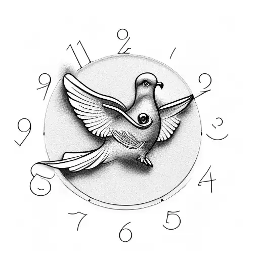 Dove Carrying A Clock