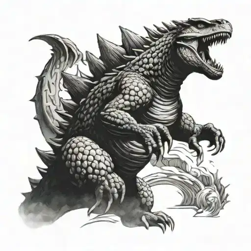 Realistic High Quality No Flaws Godzilla Tattoo Design