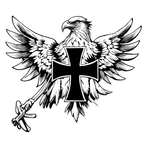 German Eagle Holding Up Iron Cross