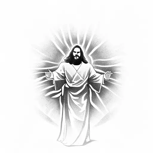 Jesus Holding A Banner Of Land