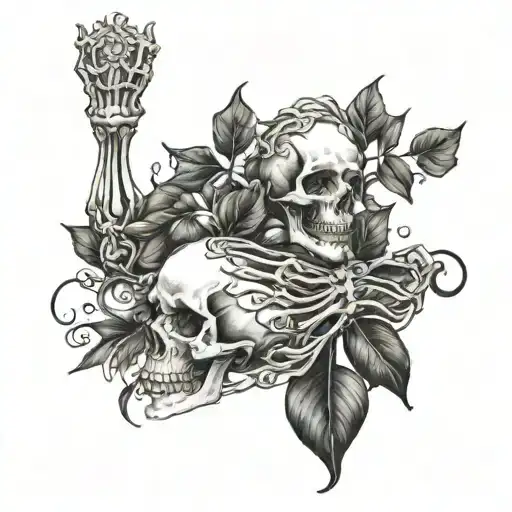 Skeleton Aquarius Naturalistic Leafy Band Delicate