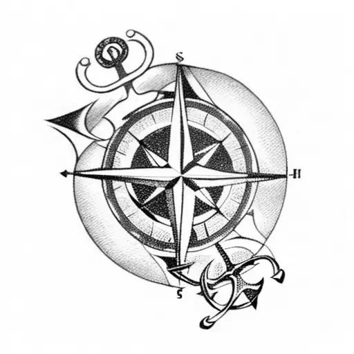 A Compass And Anchor Intertwined With Intricate Details