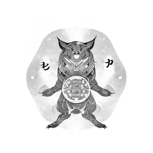 A Powerful Quote In Japanese Script Surrounded By Intricate Blackwork Designs