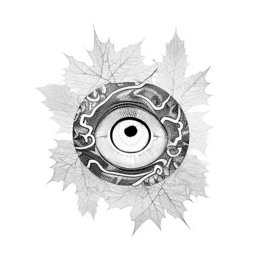 An Abstract Representation Of An Eye Made Up Of Interconnected Maple Leaves