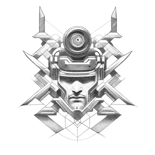 Cyberpunk-inspired Ancient Mythological Symbol