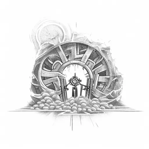 The Gates Of Heaven With A Condemned Sign Across Them