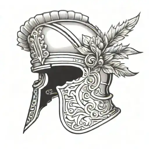 Roman Helmet With Crossed Olive Branches Underneath