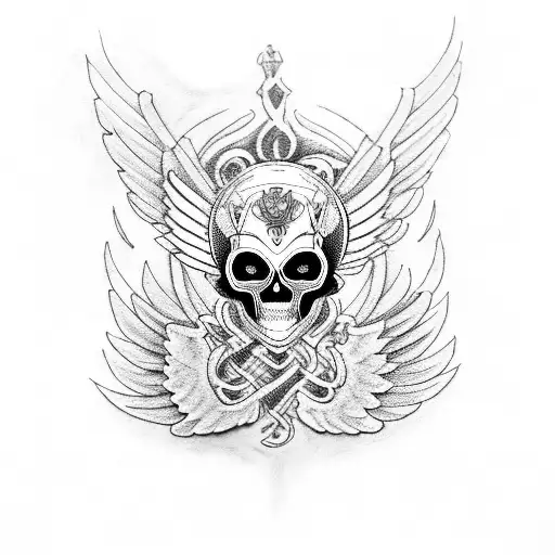 Female Motorcyclist Skull And Wings