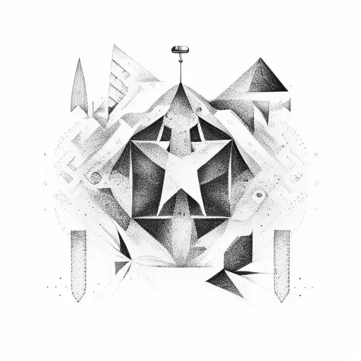 A Surrealistic Interpretation Of The Dada Movement With A Polar Star In The Background