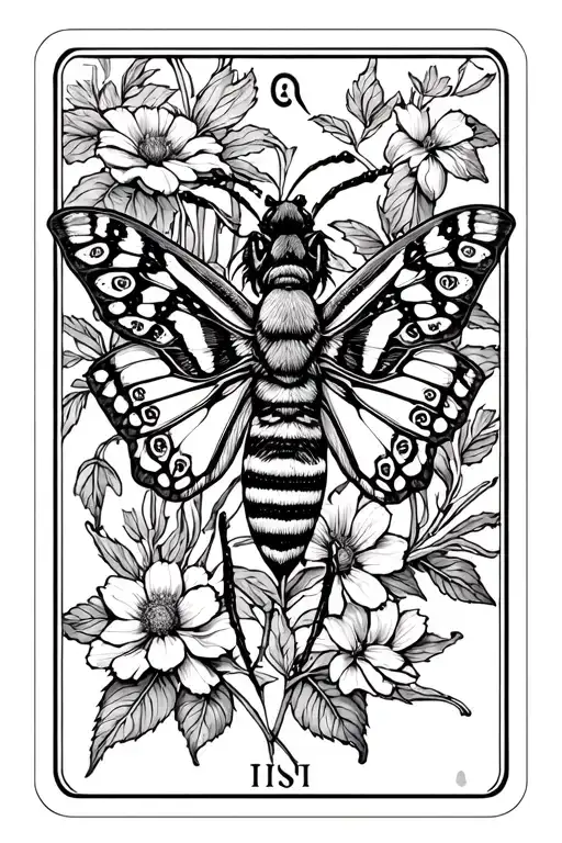 Gothic Flower Moth Tarot Card Featuring
