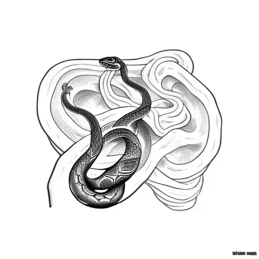 A Snake Tattoo Around The Hand That Has Bitten Itself