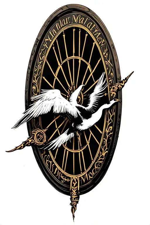 Wheel Of Time Logo Combined With Golden Crane In Flight With Sign Tai'shar Malkier