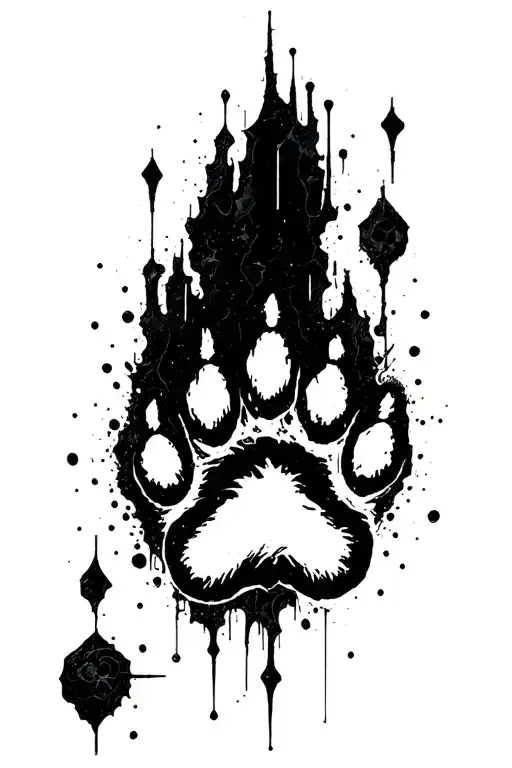 Dog Paw Print Surrounded By Dark Matter