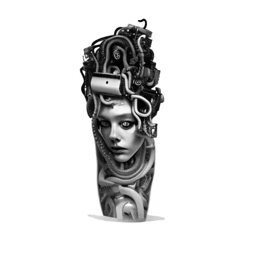 Medusa But Robot Cyberpunk Beautiful