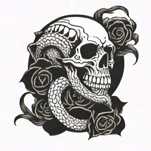 Skull And Snake Traditional Style