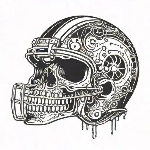 A Skull Wearing A Football Helmet With Music Notes As The Background