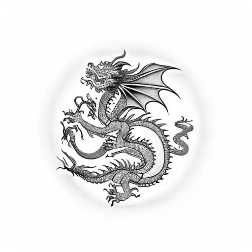 Dragon Wrapped Around A Chinese Temple