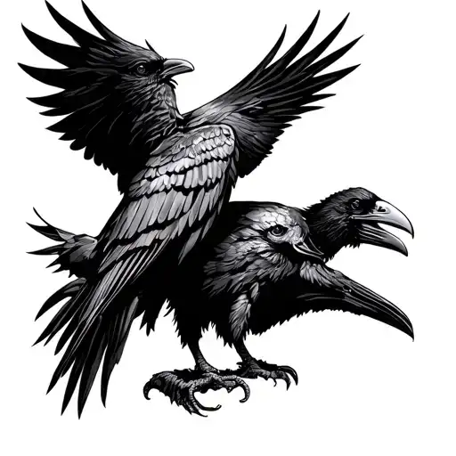 A Raven Standing Before A Vulture