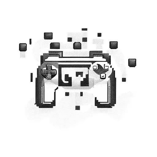 A Pixelated Video Game Controller Surrounded By Coffee Beans