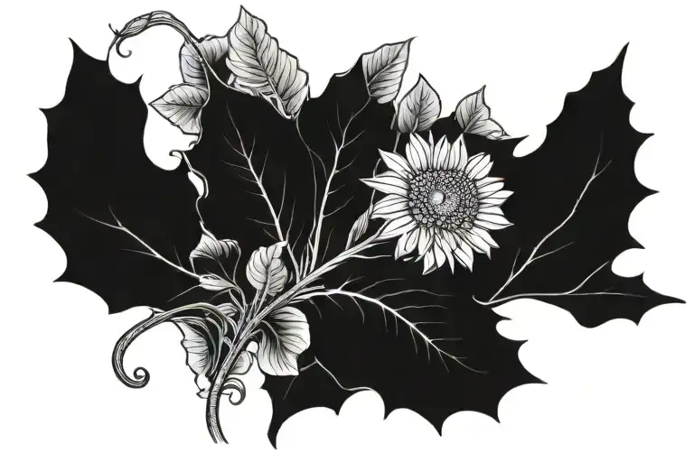 One Gerbera And Irish Ivy Leaves