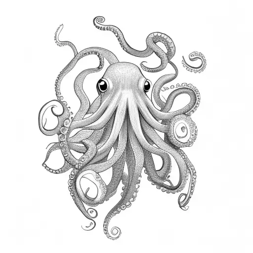 Octopus Surrounded By Flowers