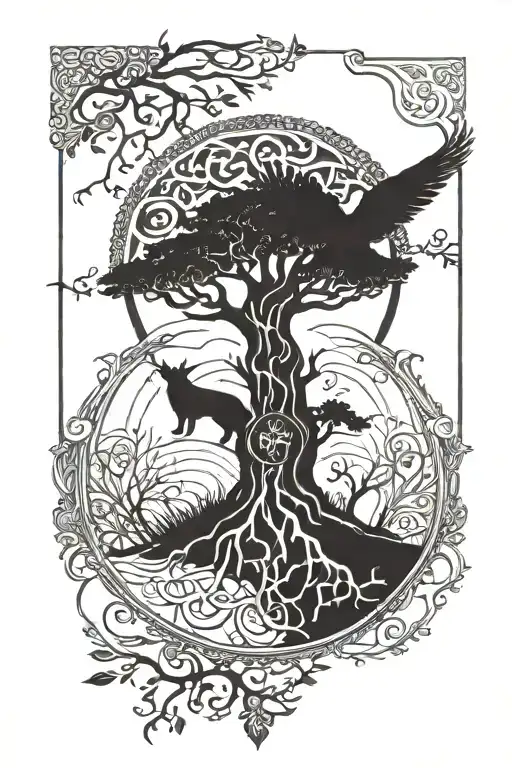 Tree Of Life With Ullr And Vagvisr