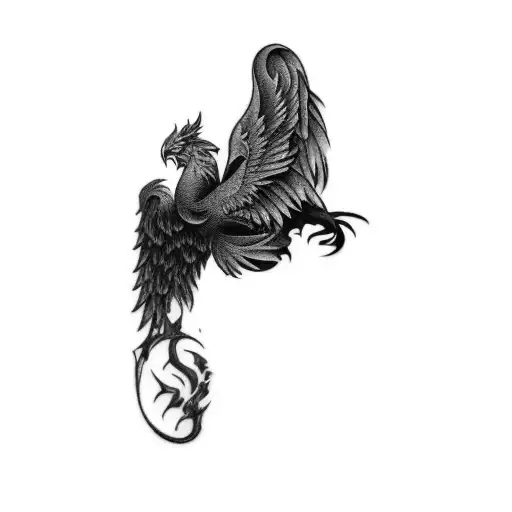 A Phoenix On A Black Background