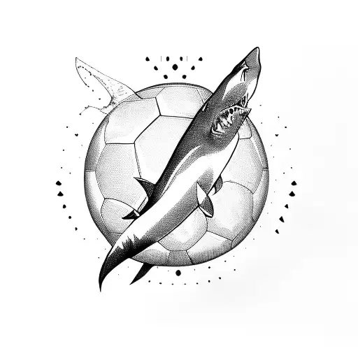 A Fierce Shark Diving Through A Soccer Ball