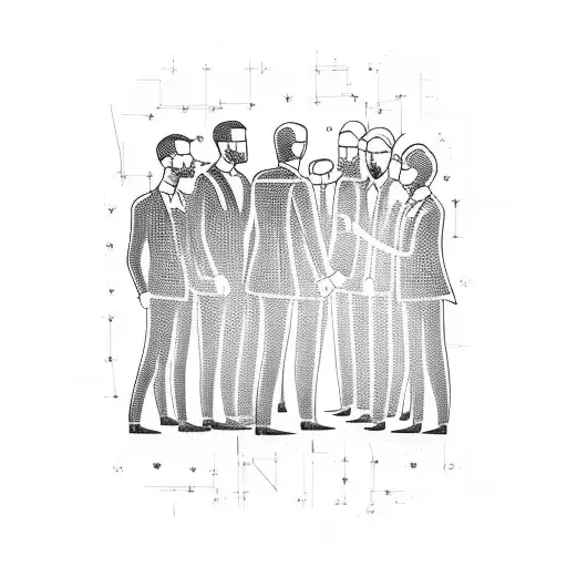 A Group Of Men In Suits Shaking Hands In Front Of A Construction Site