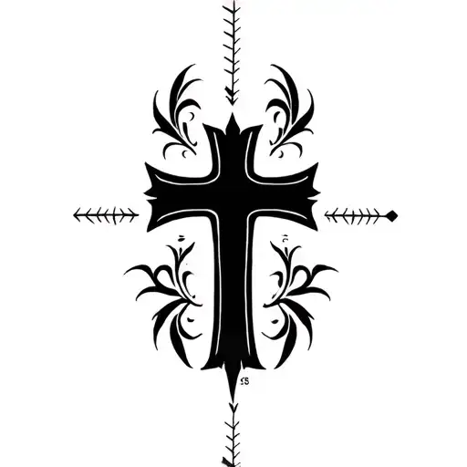 Black Cross Tattoo With Exact Measures