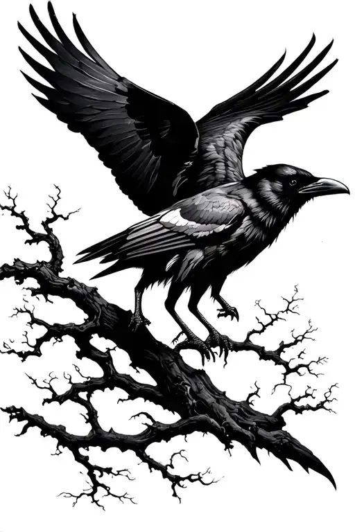 Raven Flying Trees