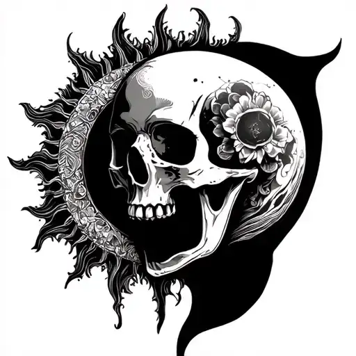 Moon And Sun Skull