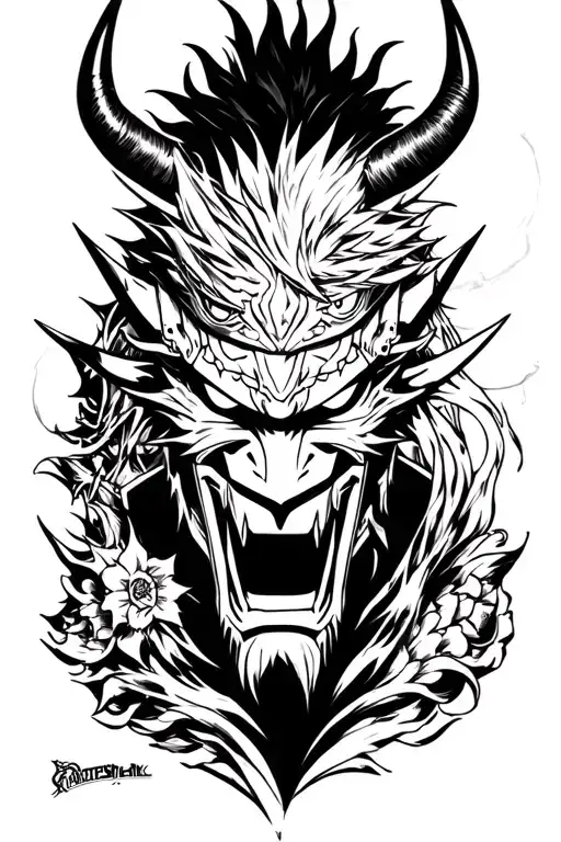 Combine Elements Of Naruto And Zoro From One Piece Into A Unique Oni Mask Design