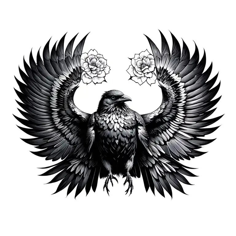 Mirrored Crow Flying