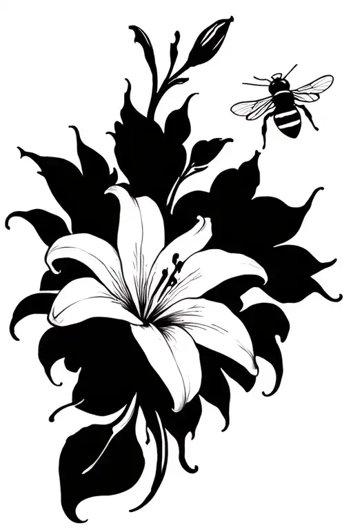 Lily Flower And Bee