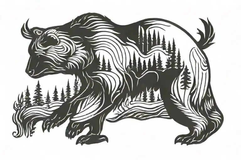 Bear Silhouette Side View