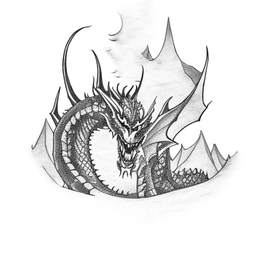 Evil Dragon Lurking In A Dark Forest