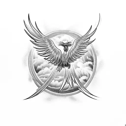 A Majestic Phoenix Soaring Through Stormy Seas